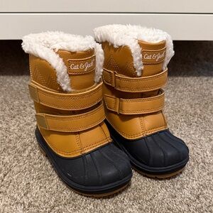 Cat & Jack Tan and Black Faux Fur Snow Boots